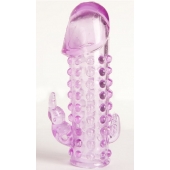 Закрытая фиолетовая насадка с 2 отростками - 13 см. - Toyfa Basic - в Пушкино купить с доставкой