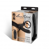 Чёрный полый страпон с вибрацией Unisex Vibrating Hollow Strap-On - 14 см. - Lux Fetish - купить с доставкой в Пушкино