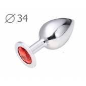 Коническая серебристая анальная втулка с красным кристаллом - 8,2 см. - Anal Jewelry Plug - купить с доставкой в Пушкино