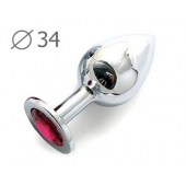 Коническая серебристая анальная втулка с малиновым кристаллом - 8,2 см. - Anal Jewelry Plug - купить с доставкой в Пушкино