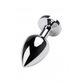 Серебристая коническая анальная пробка с красным кристаллом - 8 см. - ToyFa - купить с доставкой в Пушкино