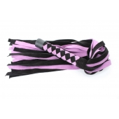 Черно-розовая плеть из замши - 58 см. - БДСМ Арсенал - купить с доставкой в Пушкино