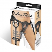 Черные трусики для страпона из патентованной кожи - Lux Fetish - купить с доставкой в Пушкино