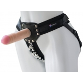 Черный пояс-трусики с насадкой  Гламур Dana  - 15,5 см. - LOVETOY (А-Полимер) - купить с доставкой в Пушкино