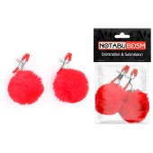 Зажимы для сосков с красным пушком - Notabu - купить с доставкой в Пушкино