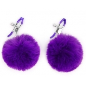 Зажимы для сосков с фиолетовым пушком - Notabu - купить с доставкой в Пушкино