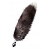 Серебристая металлическая анальная втулка с хвостом чернобурой лисы - размер S - ToyFa - купить с доставкой в Пушкино