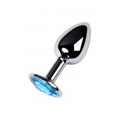 Серебристая конусовидная анальная пробка с голубым кристаллом - 7 см. - ToyFa - купить с доставкой в Пушкино