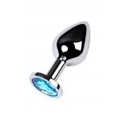 Серебристая конусовидная анальная пробка с голубым кристаллом - 8 см. - ToyFa - купить с доставкой в Пушкино