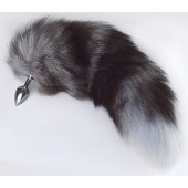 Серебристая анальная пробка с пушистым хвостом - Sitabella - купить с доставкой в Пушкино