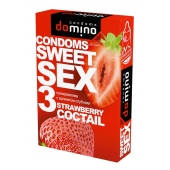 Презервативы для орального секса DOMINO Sweet Sex с ароматом клубничного коктейля  - 3 шт. - Domino - купить с доставкой в Пушкино