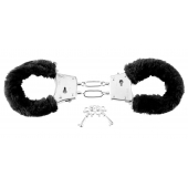 Меховые чёрные наручники Beginner s Furry Cuffs - Pipedream - купить с доставкой в Пушкино