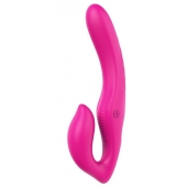 Ярко-розовый безремневой страпон REMOTE DOUBLE DIPPER - 22 см. - Dream Toys - купить с доставкой в Пушкино