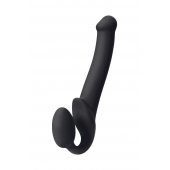 Черный безремневой страпон Silicone Bendable Strap-On M - Strap-on-me - купить с доставкой в Пушкино