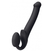 Черный безремневой страпон Silicone Bendable Strap-On M - Strap-on-me - купить с доставкой в Пушкино