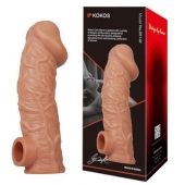 Телесная насадка на фаллос с отверстием для мошонки EXTREME SLEEVE - 17,6 см. - KOKOS - в Пушкино купить с доставкой