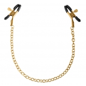 Чёрные с золотом зажимы на соски Gold Chain Nipple Clamps - Pipedream - купить с доставкой в Пушкино