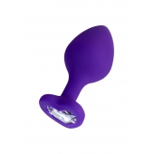 Фиолетовая анальная втулка Diamond Heart с прозрачным кристаллом - 8 см. - ToyFa - купить с доставкой в Пушкино