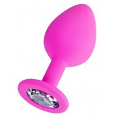 Розовая анальная втулка Brilliant с прозрачным кристаллом - 7 см. - ToyFa - купить с доставкой в Пушкино