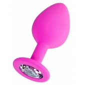 Розовая анальная втулка Brilliant с прозрачным кристаллом - 8 см. - ToyFa - купить с доставкой в Пушкино