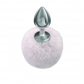 Серебристая анальная пробка с белым пушистым хвостиком Twinkle - Lola Games - купить с доставкой в Пушкино