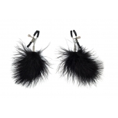 Зажимы на соски с черным пухом Euphoric - Lola Games - купить с доставкой в Пушкино