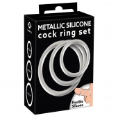Набор из 3 эрекционных колец под металл Metallic Silicone Cock Ring Set - Orion - в Пушкино купить с доставкой