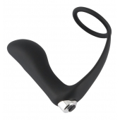 Черное эрекционное кольцо с анальной вибропробкой Vibrating Ring   Plug - Orion - в Пушкино купить с доставкой
