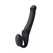 Черный безремневой вибрострапон Silicone Bendable Strap-On M - Strap-on-me - купить с доставкой в Пушкино