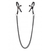 Черные зажимы на соски на цепочке BLAZE DELUXE NIPPLE CLAMPS - Dream Toys - купить с доставкой в Пушкино