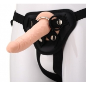 Телесный страпон на черных трусиках STRAP ON REAL DILDO - 20 см. - Dream Toys - купить с доставкой в Пушкино