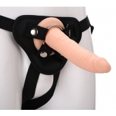 Телесный страпон на черных трусиках STRAP ON REAL DILDO - 20 см. - Dream Toys - купить с доставкой в Пушкино