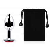 Серебристая анальная пробка с красным стразом - 7,2 см. - Anal Jewelry Plug - купить с доставкой в Пушкино