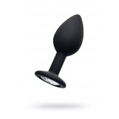 Черная анальная втулка с прозрачным стразом - 7,2 см. - POPO Pleasure - купить с доставкой в Пушкино