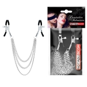 Оригинальные зажимы на соски с тройной цепочкой - Notabu - купить с доставкой в Пушкино