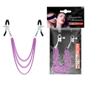 Оригинальные зажимы на соски с тройной розовой цепочкой - Notabu - купить с доставкой в Пушкино