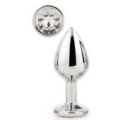 Серебристая анальная втулка с прозрачным кристаллом - 7,1 см. - Dream Toys - купить с доставкой в Пушкино