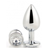 Серебристая анальная втулка с прозрачным кристаллом - 7,1 см. - Dream Toys - купить с доставкой в Пушкино