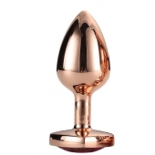 Золотистая анальная втулка с кристаллом-сердечком розового цвета - 7,1 см. - Dream Toys - купить с доставкой в Пушкино