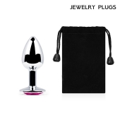 Серебристая анальная пробка с малиновым кристаллом - 7,2 см. - Anal Jewelry Plug - купить с доставкой в Пушкино