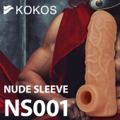 Телесная открытая насадка-реалистик с подхватом мошонки Nude Sleeve L - 14 см. - KOKOS - в Пушкино купить с доставкой