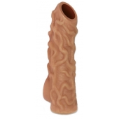 Телесная насадка с венками и открытой головкой Nude Sleeve L - 14 см. - KOKOS - в Пушкино купить с доставкой