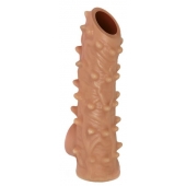 Телесная насадка с шипами и открытой головкой Nude Sleeve M - 12 см. - KOKOS - в Пушкино купить с доставкой