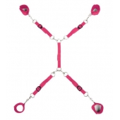 Ярко-розовый набор фиксаций на кровати Classic Bed Spreader - Lux Fetish - купить с доставкой в Пушкино