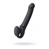 Черный безремневой вибрострапон Vibrating Bendable Strap-On L - Strap-on-me - купить с доставкой в Пушкино