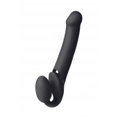 Черный безремневой вибрострапон Vibrating Bendable Strap-On L - Strap-on-me - купить с доставкой в Пушкино