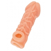 Телесная закрытая насадка с венками Cock Sleeve Size S - 13,8 см. - KOKOS - в Пушкино купить с доставкой