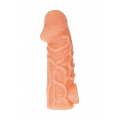 Телесная закрытая насадка с венками Cock Sleeve Size L - 17,6 см. - KOKOS - в Пушкино купить с доставкой