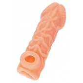 Телесная закрытая насадка с венками Cock Sleeve Size L - 17,6 см. - KOKOS - в Пушкино купить с доставкой