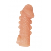 Телесная закрытая насадка с шишечками Cock Sleeve Size L - 17,6 см. - KOKOS - в Пушкино купить с доставкой
